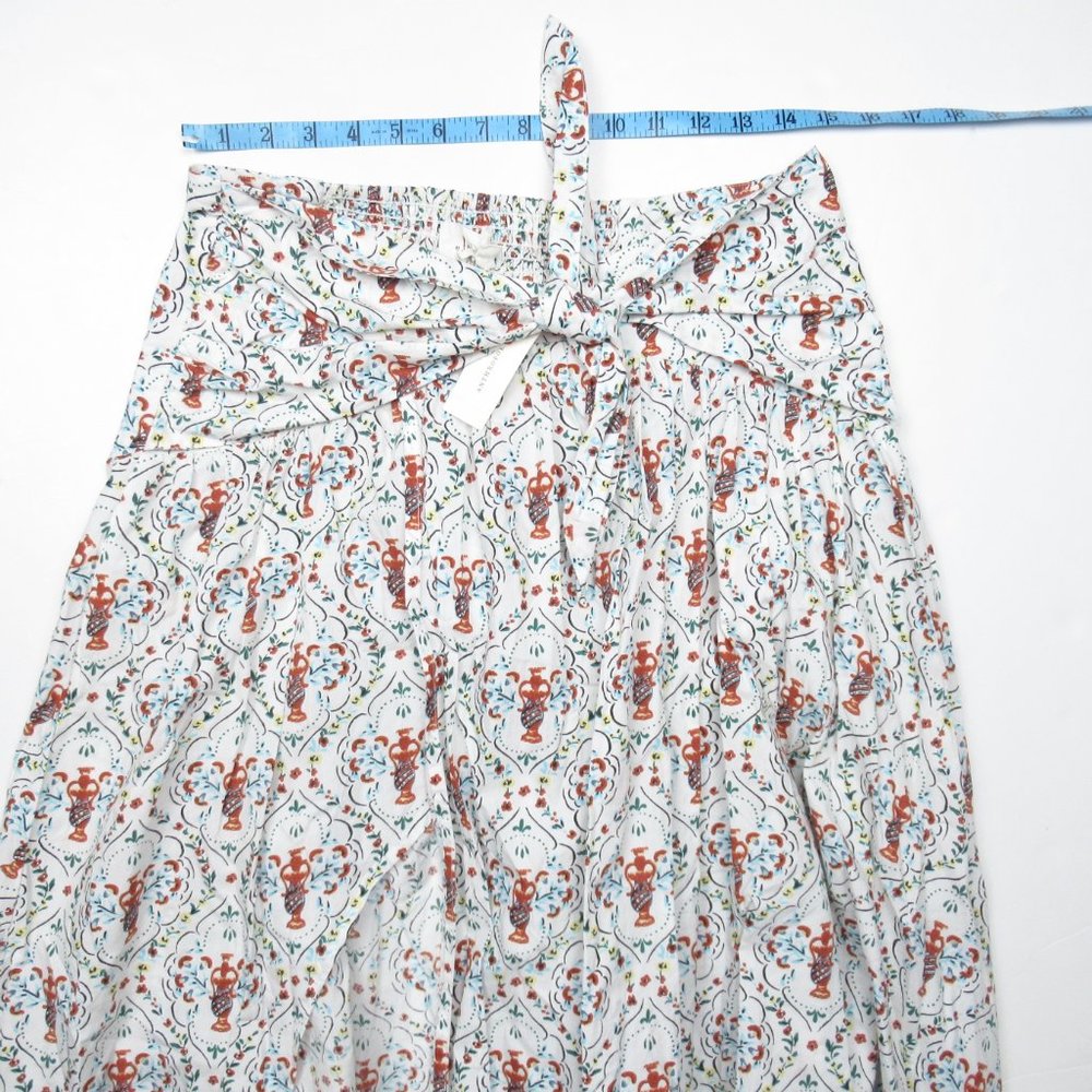 By Anthropologie Poplin Tie-Front Side-Slit Skirt Oyster White - Small - Picture 4 of 10